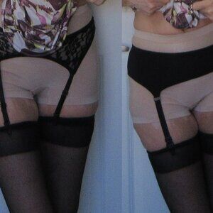 TWO sets of black garter belts, one Maison Close, 1 brand unknown, size M / S.